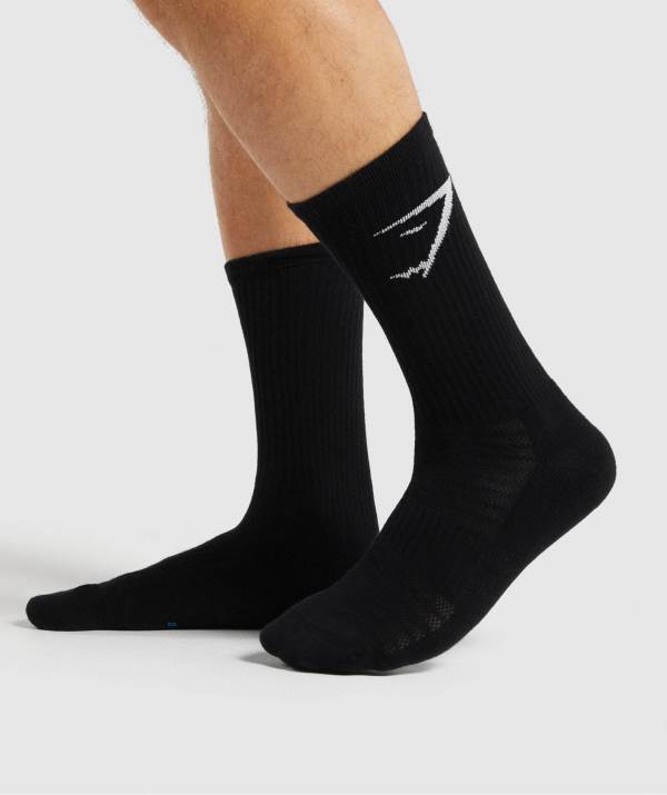 Panske Ponozky Gymshark Crew 3pk Čierne | OI5926483